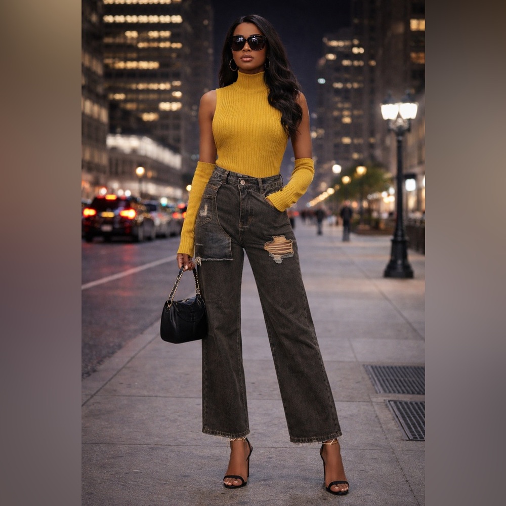Golden Muse Convertible Turtleneck Top ✨